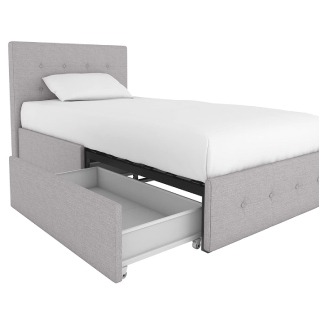 DHP Rose Linen Tufted Upholstered Platform Bed with Storage