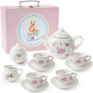 Jewelkeeper Porcelain Tea Set for Little Girls