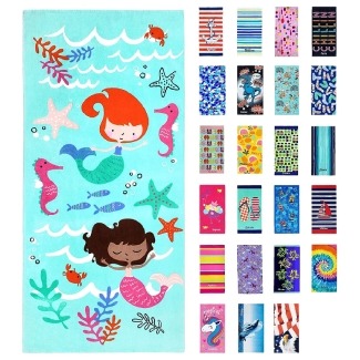 Kaufman - Personalized Colorful, Fiber Reactive Beach Towels for Kids
