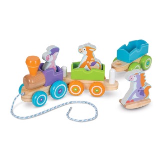 Melissa & Doug First Play Wooden Rocking Farm Animals Pull Train