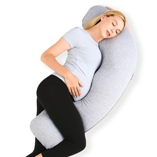 Momcozy Side Sleeping, J Shaped Maternity Body Pillow 