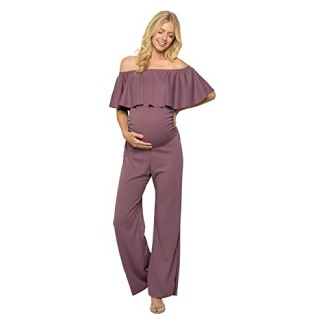 My Bump Maternity Ruffle Off Shoulder Jumpsuit