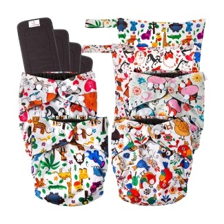 LittleDingo 4 Reusable Charcoal Bamboo Diapers