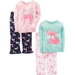 Simple Joys Little Girls' 4-Piece Pajama Set