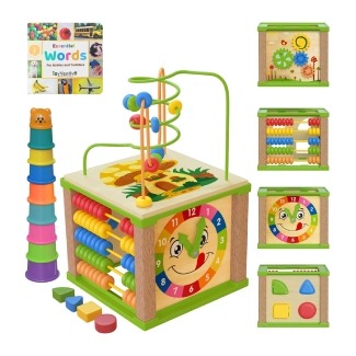 TOYVENTIVE Wooden Baby Activity Cube 