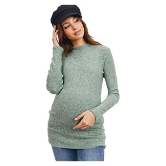 Women's Knit Ribbed Maternity Top with Mock Neck