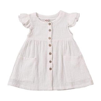 Biayxms Organic Cotton Ruffled Sleeve Tunic Dress