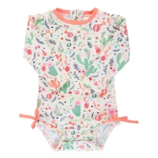 RuffleButts Baby Long Sleeve One Piece Swimsuit with UPF 50+