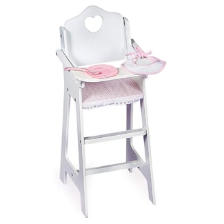 Badger Basket White Wooden Doll Highchair with Tray
