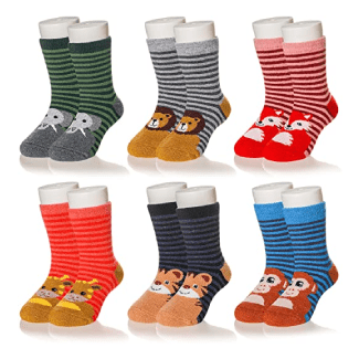Eocom Six Pairs Children’s Winter Warm Animal Crew Socks