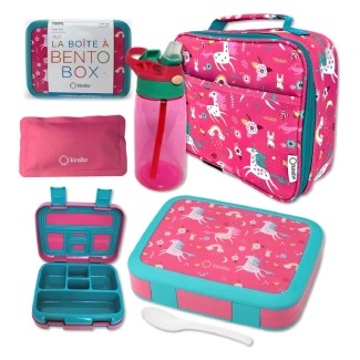 kinsho Bento Lunch Box with Water Bottle & Icepack