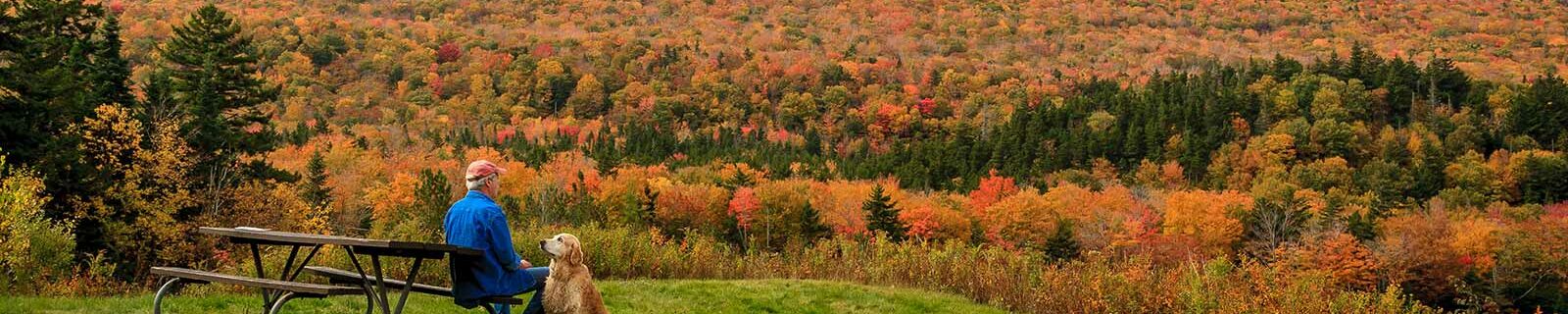 Man with his dog in new hampshire