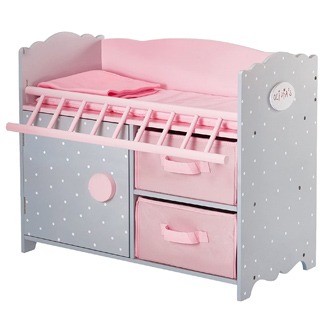 Olivia’s Little World Polka Dot Wooden Crib with Storage