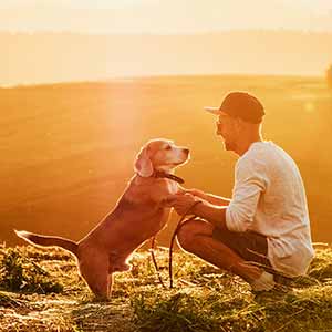 Playing with dog in Kansas