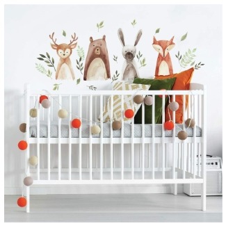 RoomMates Watercolor Woodland Critters Peel and Stick Wall Decals