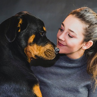 Rottweiler with woman