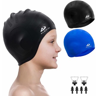 Alepo 2 Pack Kids Swim Caps for Boys Girls