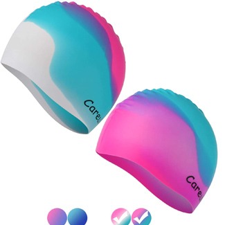 2 Pack Durable Silicone Swimming Caps for Kids