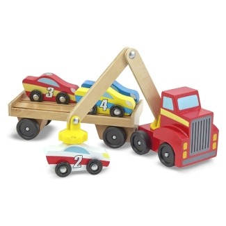 Melissa & Doug Magnetic Car Loader Wooden Toy Set