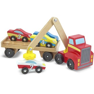 Melissa and Doug Magnetic Car Loader Wooden Toy Set