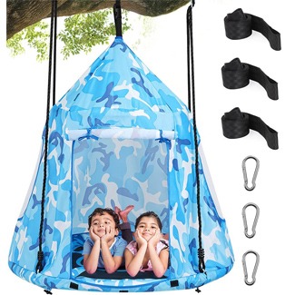 Zupapa Hanging Tree Swing, 2 in 1 Detachable Saucer Tree Swing Play House