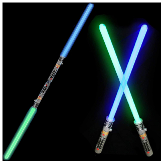 2-in-1 LED Light Up Swords with Motion Sensitive Sound Effects