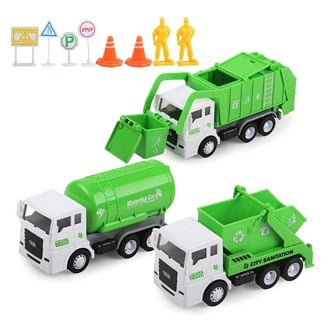 Toy Vehicles 3 Pack - Sanitation Truck, Garbage Truck & Water Tanker