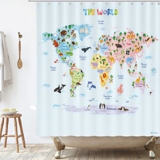 World Map Shower Curtain