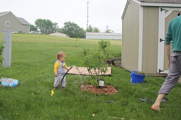 Gardening at our home in Iowa